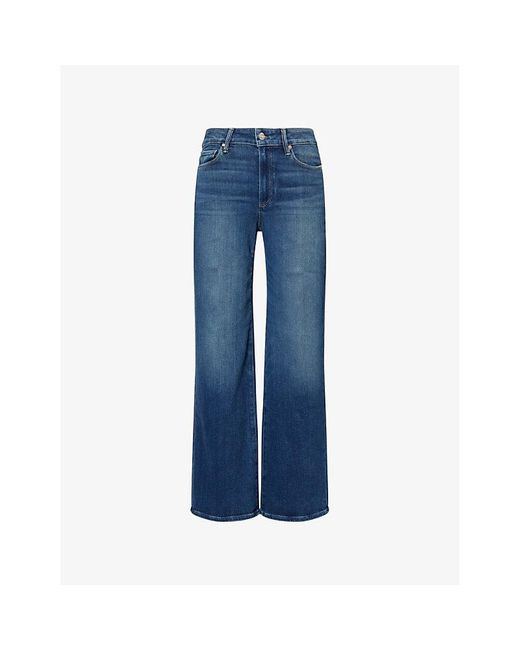 PAIGE Blue Anessa 31' Wide-Leg High-Rise Stretch-Denim Jeans