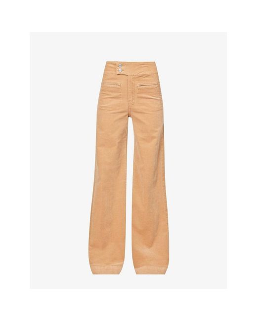 FRAME Natural Le Hardy Wide-leg Mid-rise Cotton-blend Trousers