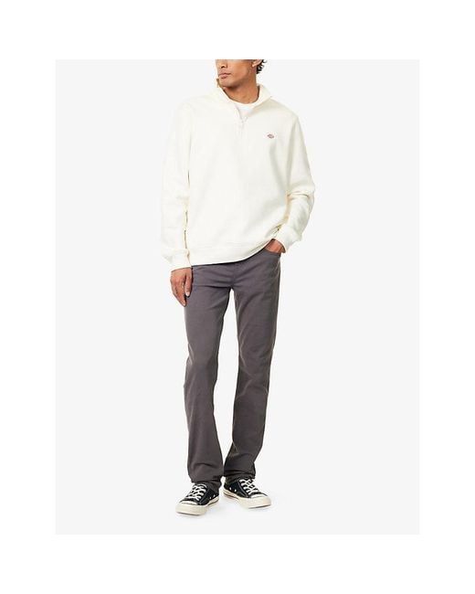 7 For All Mankind Gray Slimmy Lux Performance Chino Tapered-Leg Stretch-Cotton Blend Trousers for men