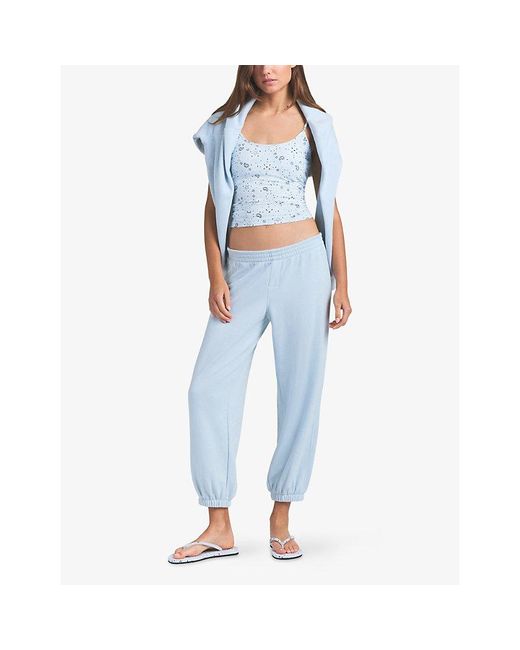 Skims Blue Drapey French Terry Cropped Cotton-Jersey Jogging Bottoms