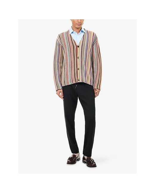 Paul Smith Pink Signature Stripe Wool And Alpaca Cardigan for men