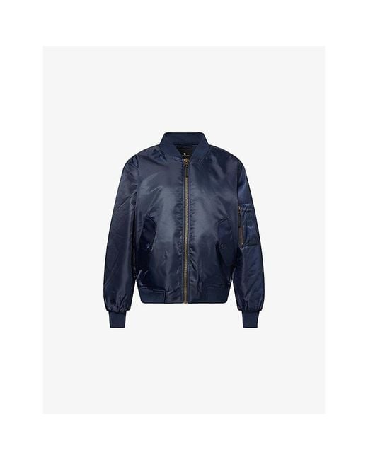Anine Bing Blue Leon Woven-Shell Bomber Jacket