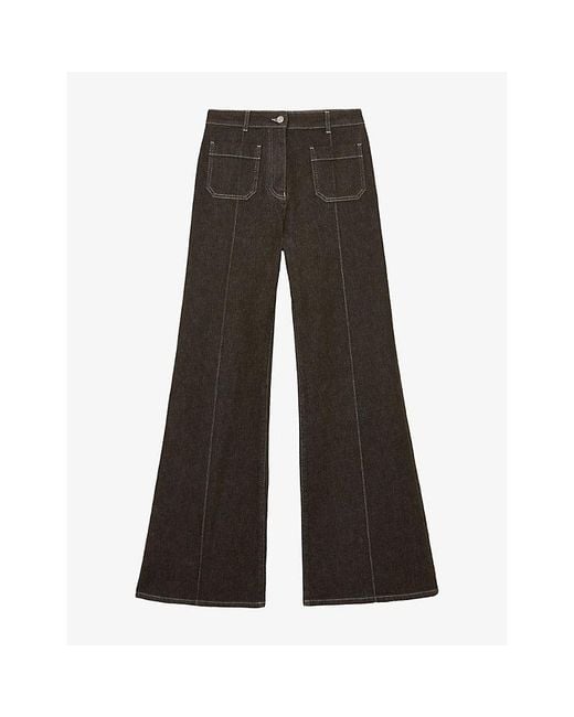 Reiss Gray Sakura Flared Denim Jeans