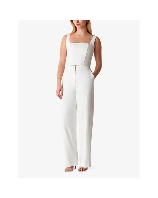 Whistles White Andie Straight-Leg High-Rise Woven Wedding Trousers