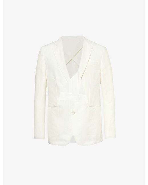 Orlebar Brown White Garret Single-breasted Notch-lapel Linen-blend Blazer for men