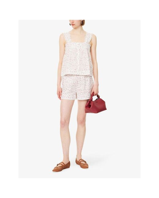 Damson Madder White Harrietta Floral-Print Cotton Shorts