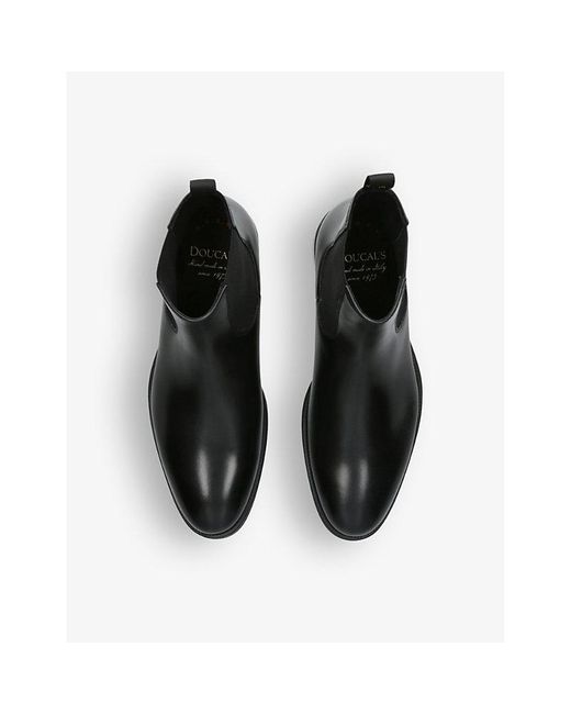 Doucal's Black Flux Leather Chelsea Boots for men