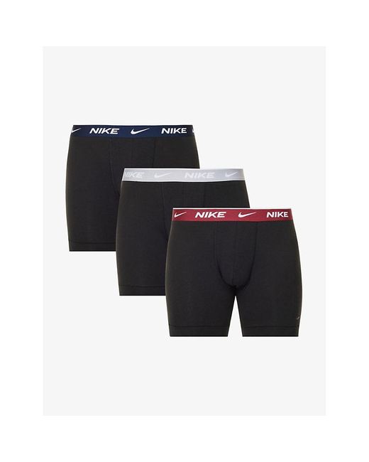 Nike Branded-waistband Pack Of Three Stretch-cotton Boxer in Black for Men  | Lyst