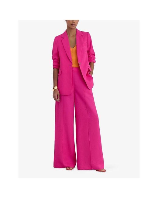 Reiss Pink Charli Linen-Blend Suit Jacket