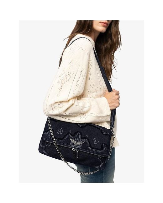 Zadig & Voltaire Black Rocky Ii Denim Shoulder Bag