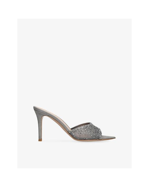 Gianvito Rossi White Rania 85 Mesh Heeled Mules