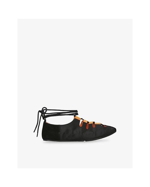 Alaïa Black Laced Woven Ballet Flats