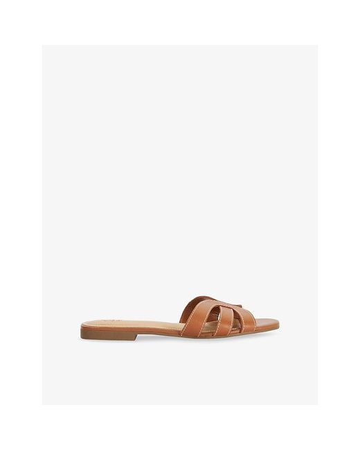 Dune Brown Larissa Leather Sliders