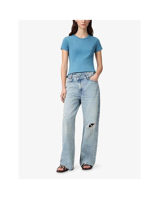 AllSaints Blue Stevie Slim-Fit Cotton-Jersey T-Shirt