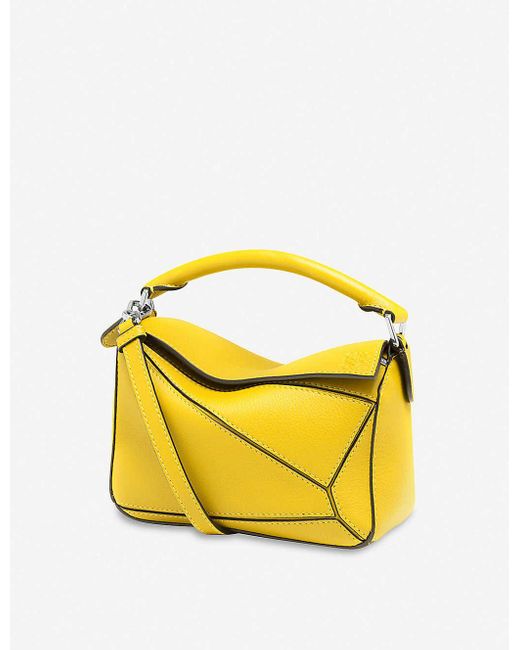 Loewe Yellow Small Puzzle Bag In Soft Grained Calfskin