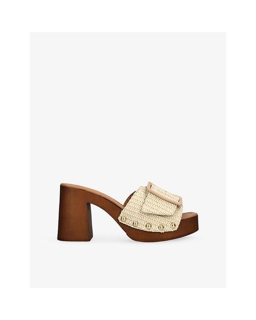 Steve Madden Brown Marlena Heeled Raffia Sandals