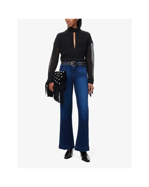 PAIGE Blue Leenah 32' Slim-Fit Wide-Leg Denim Jeans