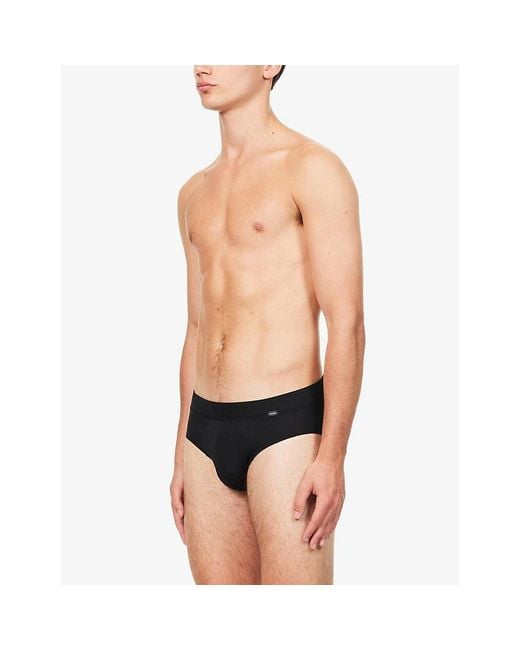 Hanro Black Logo Stretch-Jersey Briefs for men