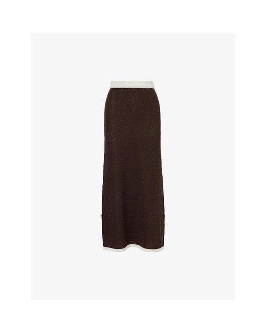 4th & Reckless Brown Morganna Contrasting-Trim Knit Midi Skirt