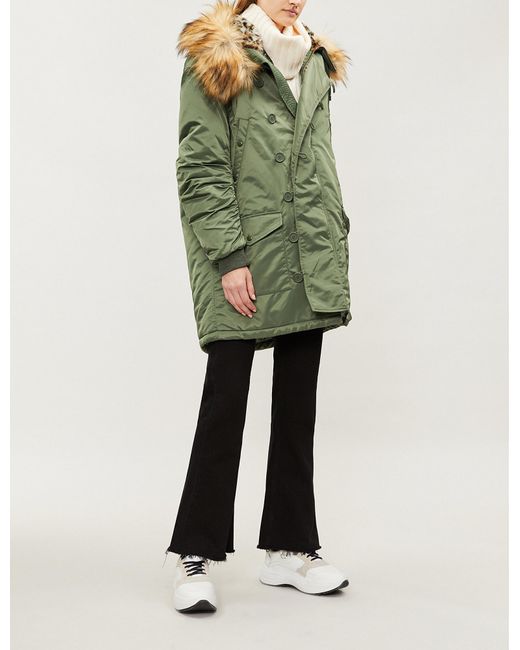 The Kooples Oversized Parka Coat With Faux-fur Hood in Green | Lyst  Australia