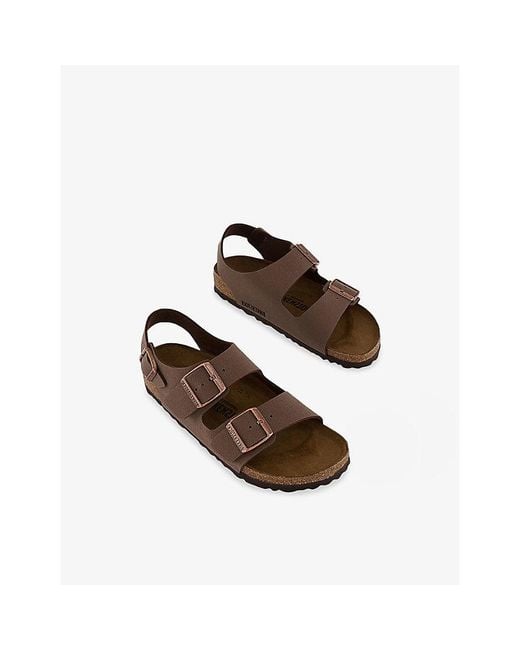 Birkenstock Brown Milano Buckle-Embellished Faux-Leather Sandals