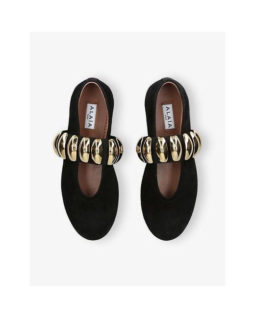 Alaïa Black Pebbles Suede Ballet Flats