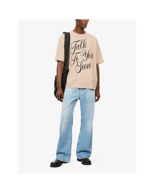 Acne Natural As Talk To You Soon Text-Print Cotton T-Shirt for men