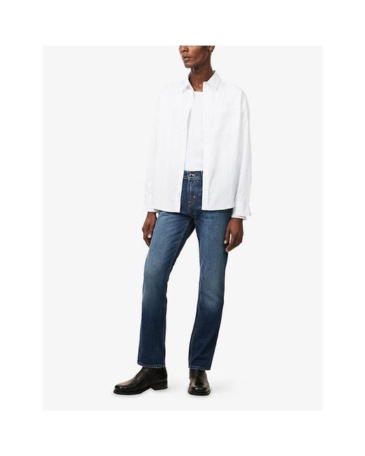 7 For All Mankind Blue The Straight 32 Mid-Rise Denim Jeans for men