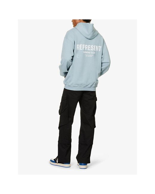 Represent Blue Owners' Club Graphic-print Relaxed-fit Cotton-jersey Hoody for men