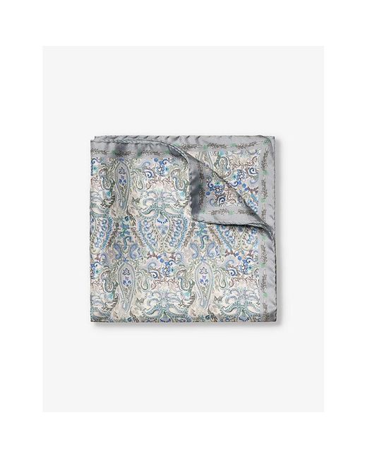 Eton of Sweden Blue Patterned Silk Pocket Square for men