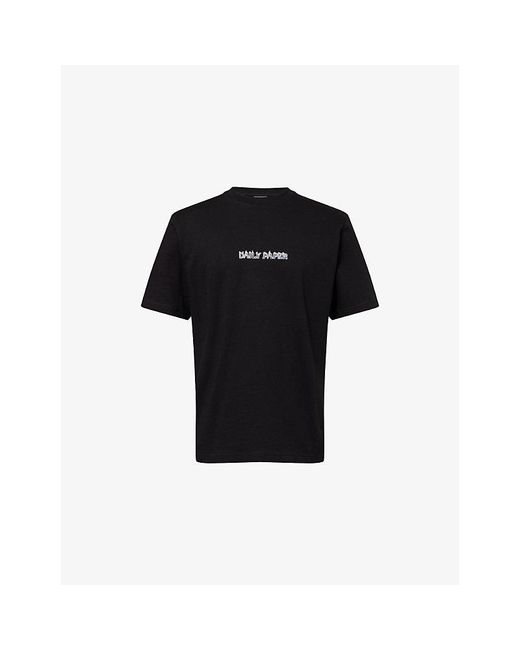 Daily Paper Black Burning Shield Crewneck Cotton-Jersey T-Shirt for men