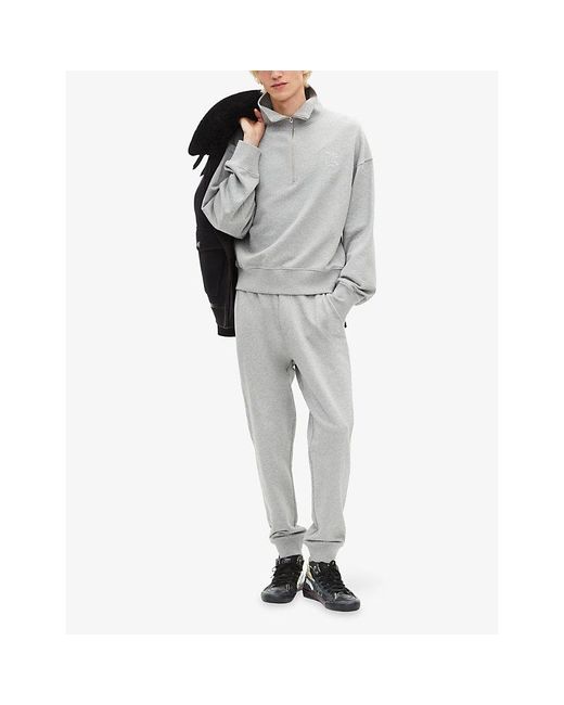 The Kooples Gray Logo-Embroidered Relaxed-Fit Cotton Sweatshirt for men