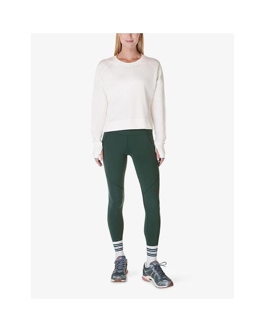 Sweaty Betty White After Class Cropped Stretch-Woven Jumper
