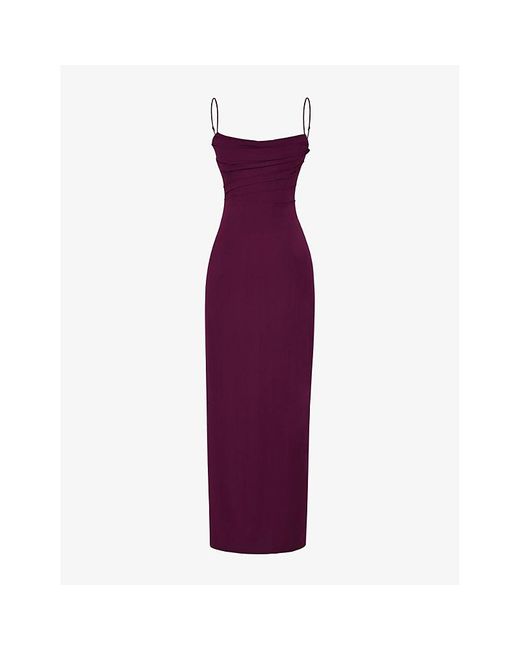 House Of Cb Purple Lani Corset Woven Maxi Dress