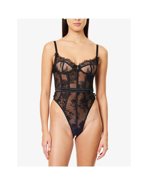 Lounge Underwear Black Soraya Underwired Lace Bodysuit