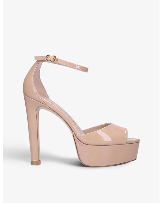 Stuart Weitzman Disco Patent-leather Platform Sandals in Blush (Pink ...