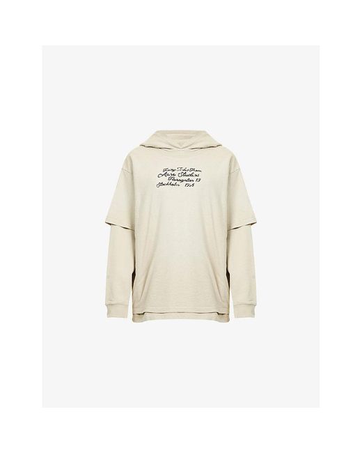 Acne Natural Layered Relaxed-Fit Cotton-Jersey Hoodie