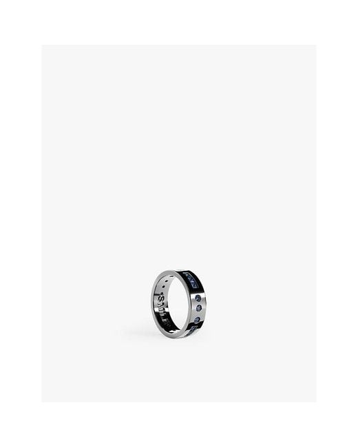 Apm Monaco White Morse Code Sterling- And Cubic Zirconia Ring for men