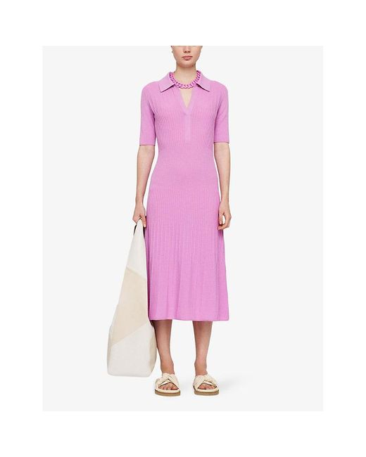 Joseph Pink Ribbed Merino-wool Knitted Polo Dress