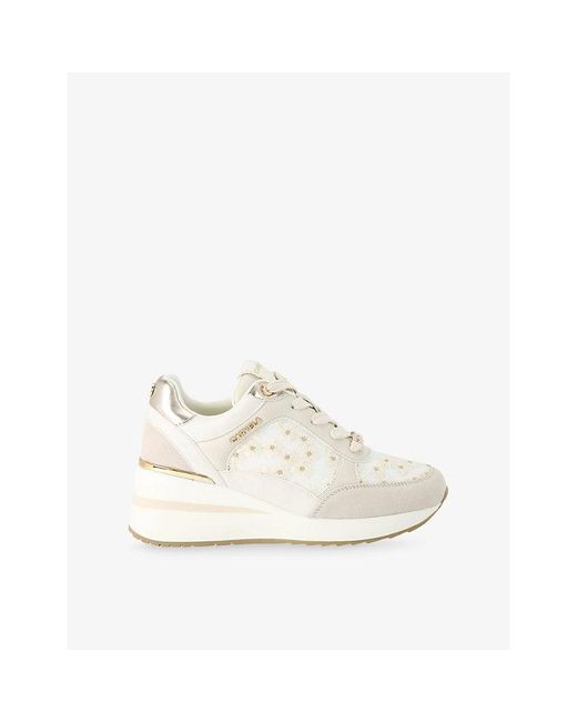 Carvela Kurt Geiger White High Rise Daisy Faux-Leather And Mesh Trainers
