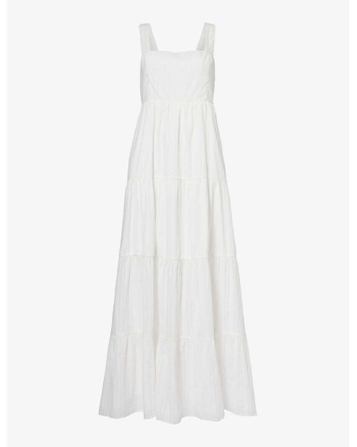 PAIGE White Ginseng Tiered Cotton Maxi Dress