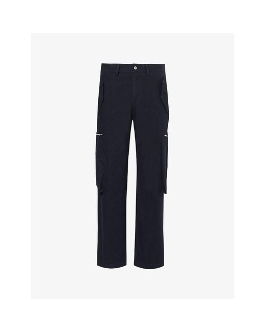 Represent Blue Workshop Flap-pocket Relaxed-fit Cotton Trousers for men