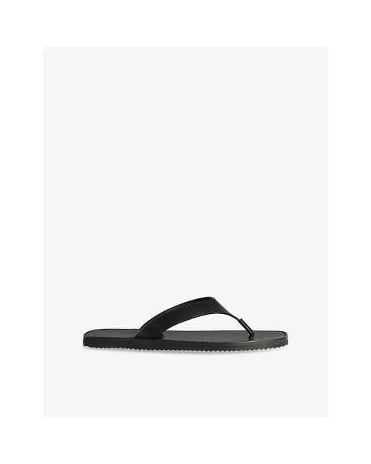Jude Black Vermelho Flat Leather Sandals