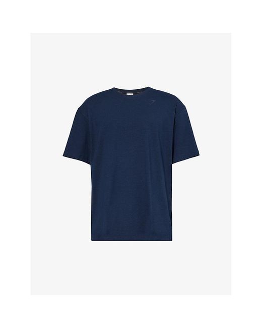 GYMSHARK Blue Power Logo-print Stretch-cotton T-shirt Xx for men