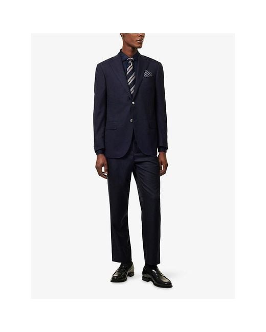 Corneliani Blue Single-Breasted Notch-Lapel Wool Jacket for men