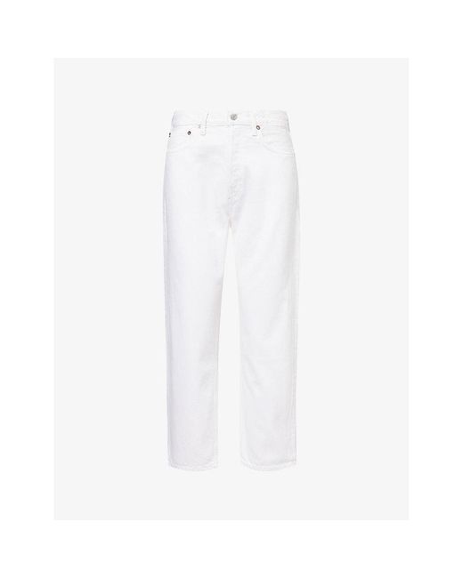Agolde White 90's Straight-leg Mid-rise Cropped Organic-denim Jeans