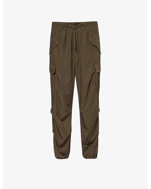 Dries Van Noten Green Flap-pocket Tapered-leg Shell Cargo Trousers for men