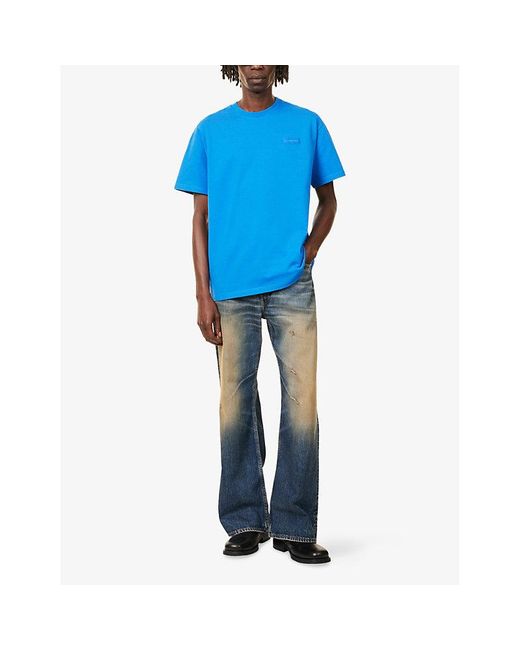 Givenchy Blue Brand-Patch Regular-Fit Cotton-Jersey T-Shirt for men