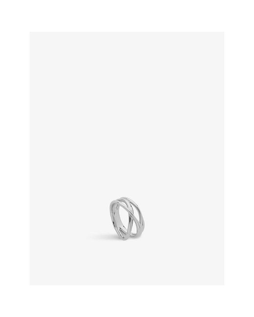 Monica Vinader White Nura Cross Over Sterling- Ring
