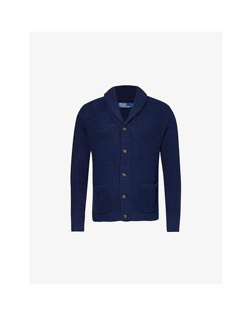 Polo Ralph Lauren Blue Bright Vy Shawl-collar Regular-fit Linen And Cotton-blend Knitted Cardigan for men